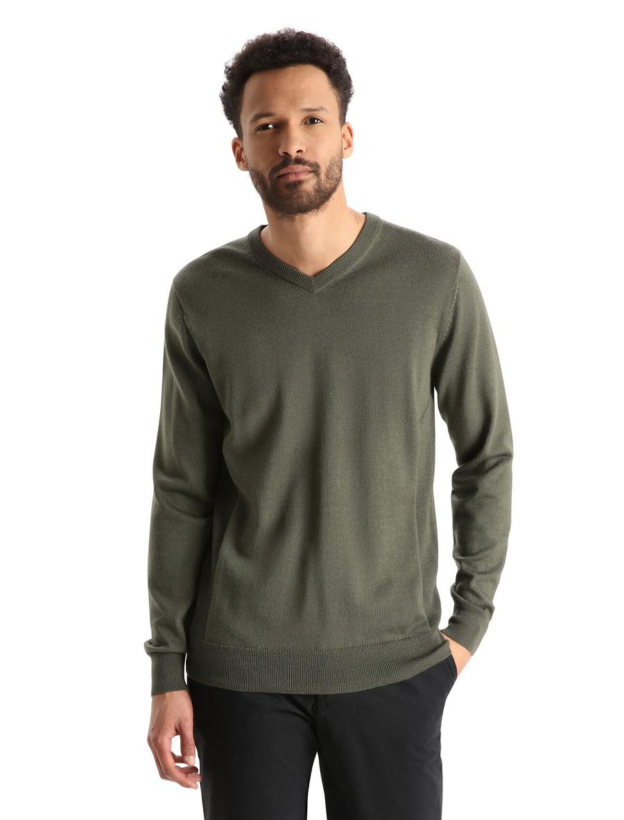 Chandails Icebreaker Merino Shearer V Neck Homme Vert Olive | FR 1220KORI